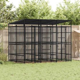 Dog Kennel Black Powder-coated steel 59.5 sq ft Durable