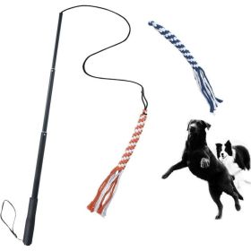 Dog Extendable Teaser Wand Pet Flirt Stick Pole Puppy Chasing Tail Interactive Toy For Small Medium Large Dogs Training Playing Exercise (Option: Black)